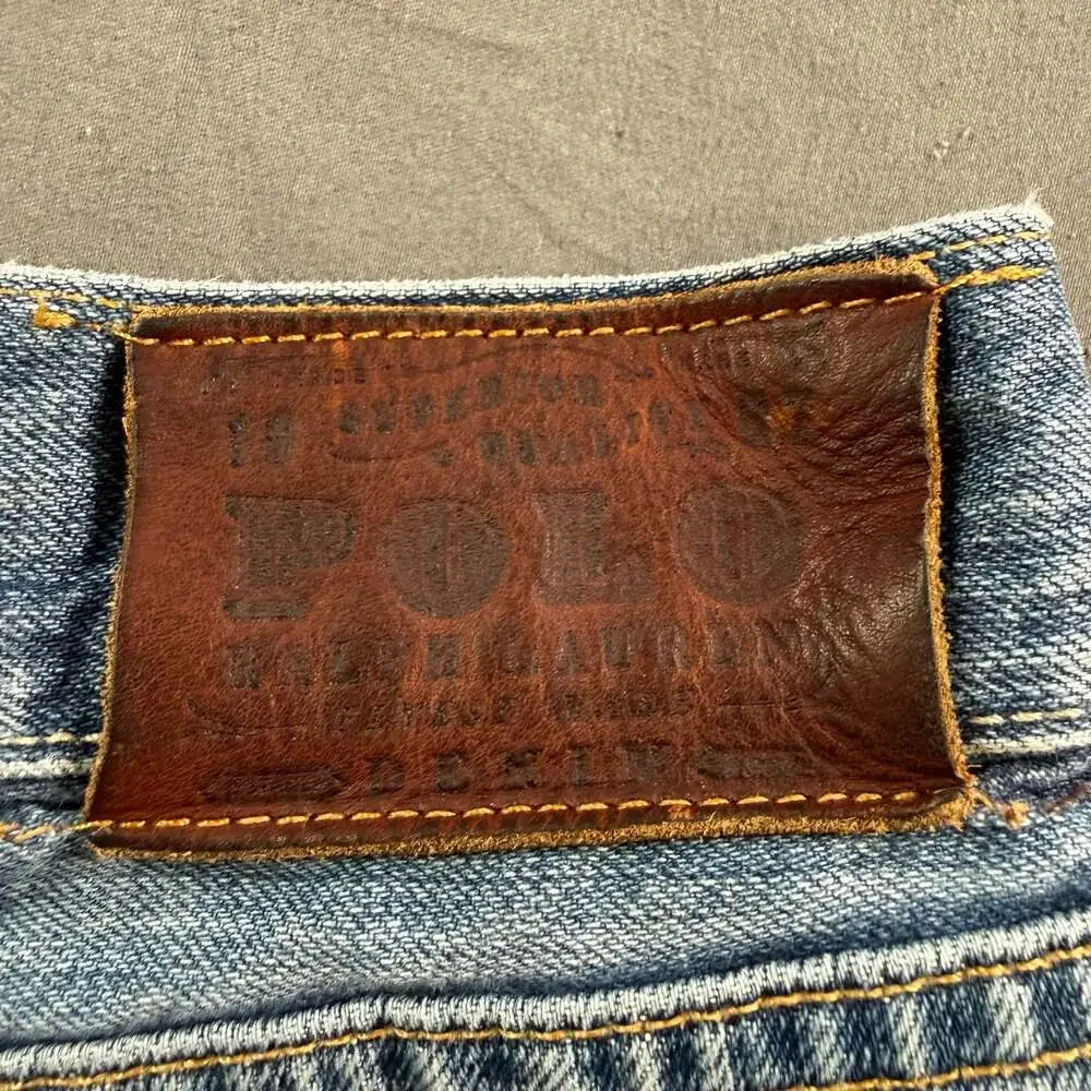 Polo Ralph Lauren Classic Fit Jeans Mens 40x32 Distressed Light Wash Denim